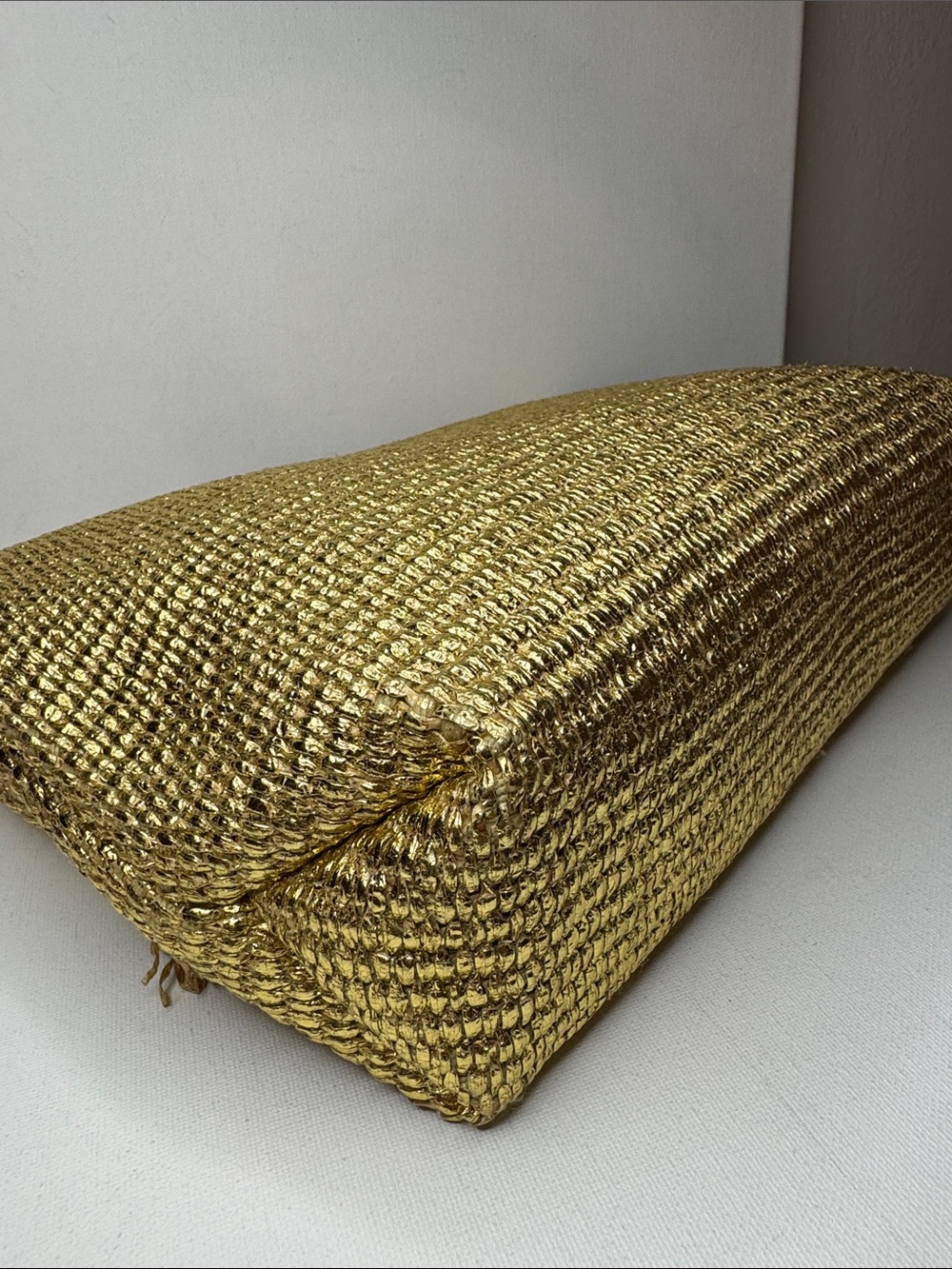 Cult Gaia Gold Metallic Raffia Shanti Fringe Clutch Bag - Picture 8 of 13